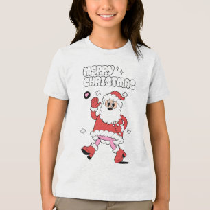 Merry Christmas - Groovy Santa Strut Tri-Blend Shirt