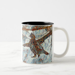 Merry Christmas grouse Two-Tone Coffee Mug