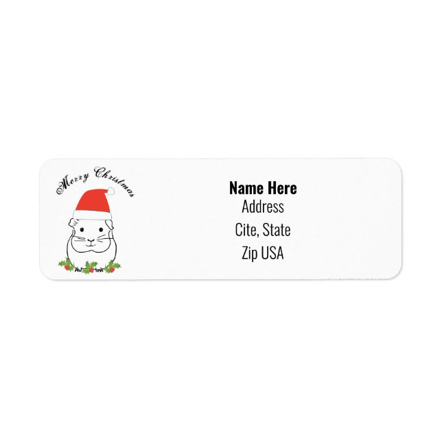 Merry Christmas Guinea Pig in a Santa Hat Return (Front)