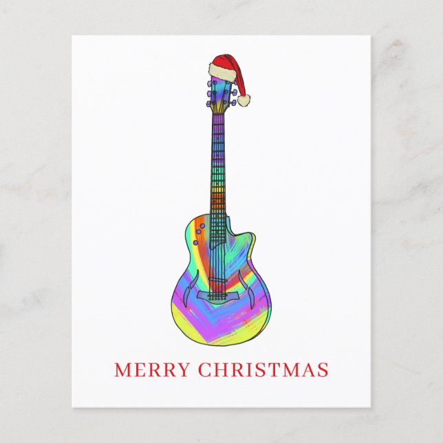 Merry Christmas guitar colourful budget Flyer (Front)