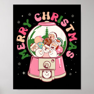 Merry Christmas Gumll Snowman Santa Gingerbread Poster