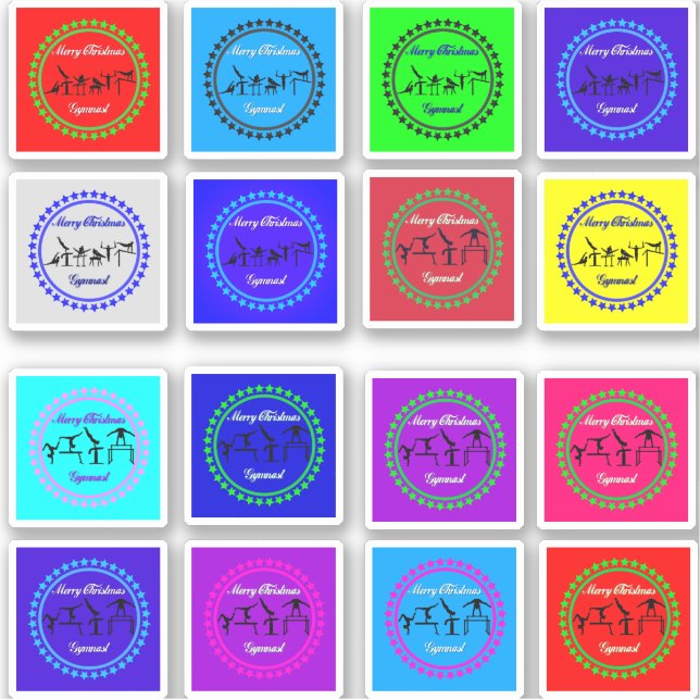 Merry Christmas Gymnast 16 Stickers Boys / Girls (Front)