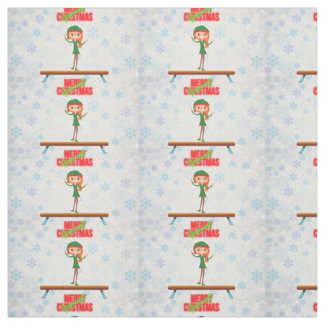 Merry Christmas Gymnast Elf Fabric (Swatch)