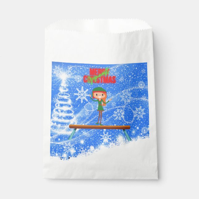 Merry Christmas Gymnast Elf Favour Bags (Front)