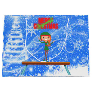 Merry Christmas Gymnast Elf Large Gift Bag