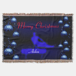 Merry Christmas Gymnastics Boys Personalised Throw Blanket
