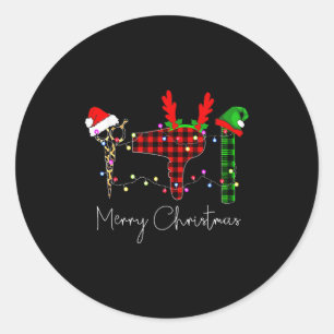 Merry Christmas Hairstylist Funny Tool Hairdresser Classic Round Sticker