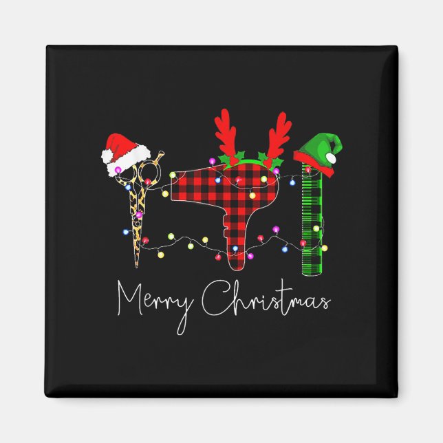 Merry Christmas Hairstylist Funny Tool Hairdresser Magnet (Front)