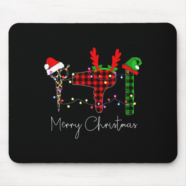 Merry Christmas Hairstylist Funny Tool Hairdresser Mouse Mat (Front)