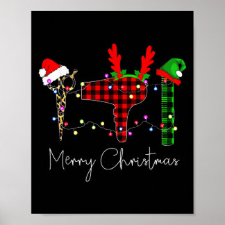 Merry Christmas Hairstylist Funny Tool Hairdresser Poster