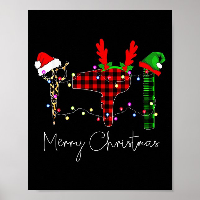 Merry Christmas Hairstylist Funny Tool Hairdresser Poster (Front)