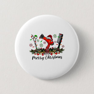 Merry Christmas Hairstylist Hairdresser Matching C 6 Cm Round Badge