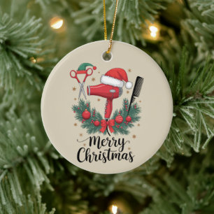 Merry Christmas Hairstylist Hairdresser Xmas Hair  Ceramic Tree Decoration