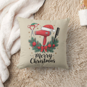 Merry Christmas Hairstylist Hairdresser Xmas Hair Cushion