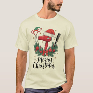 Merry Christmas Hairstylist Hairdresser Xmas Hair  T-Shirt