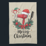 Merry Christmas Hairstylist Hairdresser Xmas Hair  Tea Towel<br><div class="desc">Merry Christmas Hairstylist Hairdresser Xmas Hair Tools</div>