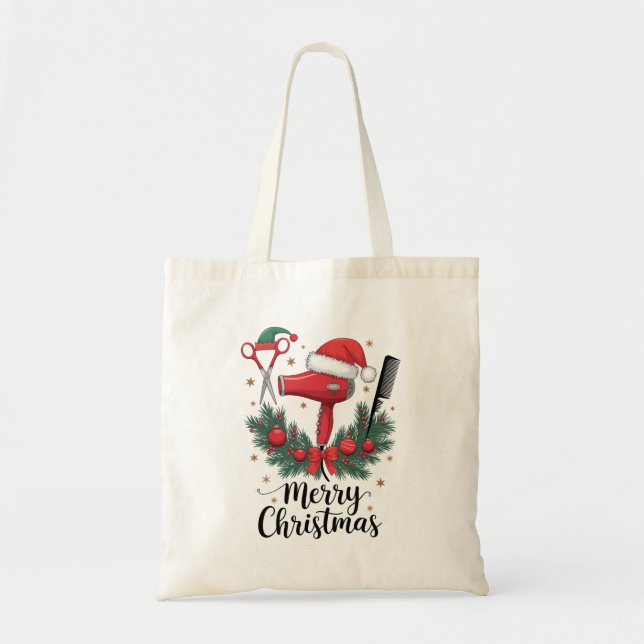 Merry Christmas Hairstylist Hairdresser Xmas Hair  Tote Bag (Front)