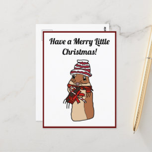 Merry Christmas Hamster Gerbil Cartoon Holiday Pet Postcard