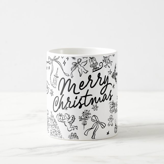 Merry Christmas Hand Draw Coffee Mug (Center)