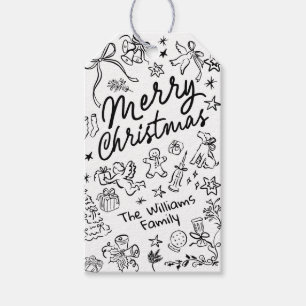 Merry Christmas Hand Draw Gift Tags