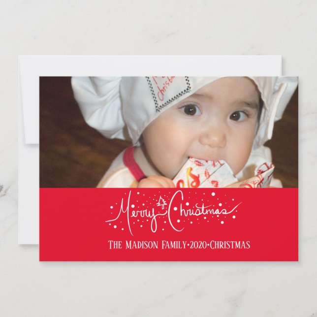 Merry Christmas Hand Drawn Lettering Snow Doodles Card (Front)