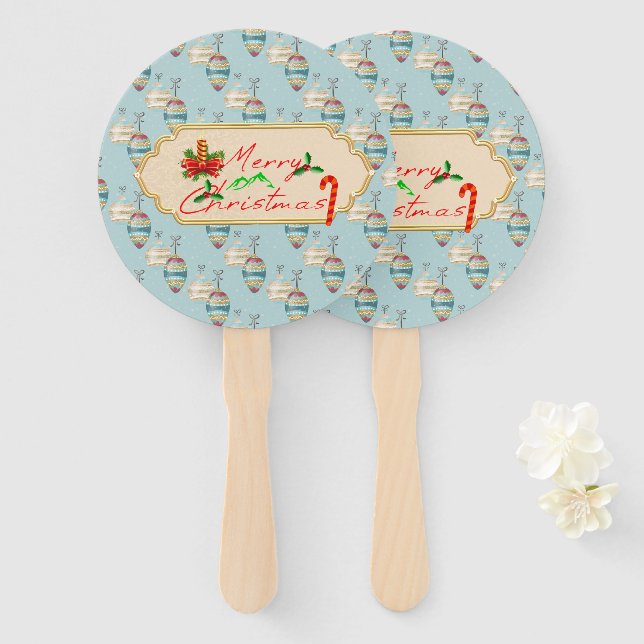 Merry Christmas Hand Fan – Festive Holiday Design  (Front and Back)