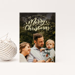 Merry Christmas Hand-Lettered Photo Foil Holiday Card<br><div class="desc">This modern and chic Christmas photo card features hand-lettering with your photo for a unique and one-of-a-kind look. The back comes with a festive dot pattern and a space for a second photo.</div>