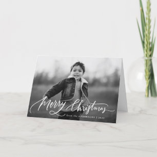 Merry Christmas Hand-Lettered Script 2 Photo Holiday Card