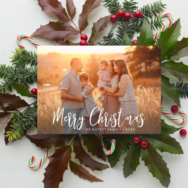 Merry Christmas Hand-lettered Script Holiday Photo Card (Creator Uploaded)