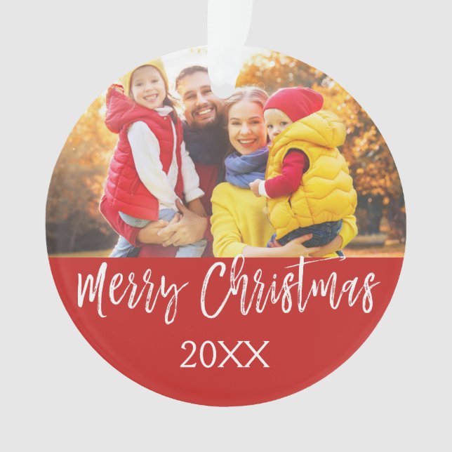 Merry Christmas Hand Lettered Script Ornament (Front)