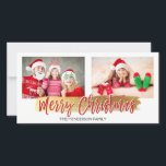Merry Christmas Hand Lettered Script Photo Card<br><div class="desc">Merry Christmas Hand Lettered Script Photo Card. The photo and text of this hand lettered brush script can be updated and customised with your photo and family name.</div>