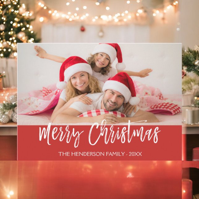 Merry Christmas Hand Lettered Script Photo Card (Creator Uploaded)