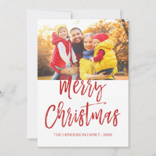 Merry Christmas Hand Lettered Script Photo Card