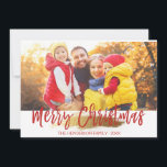 Merry Christmas Hand Lettered Script Photo Card<br><div class="desc">Merry Christmas Hand Lettered Script Gold Foil Photo Card. The photo and text of this hand lettered brush script can be updated and customised with your photo and family name. This card also displays the family name and a gold foil wreath on the back of the Christmas Card.</div>
