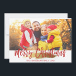 Merry Christmas Hand Lettered Script Photo Card<br><div class="desc">Merry Christmas Hand Lettered Script Gold Foil Photo Card. The photo and text of this hand lettered brush script can be updated and customised with your photo and family name. This card also displays the family name and a gold foil wreath on the back of the Christmas Card.</div>