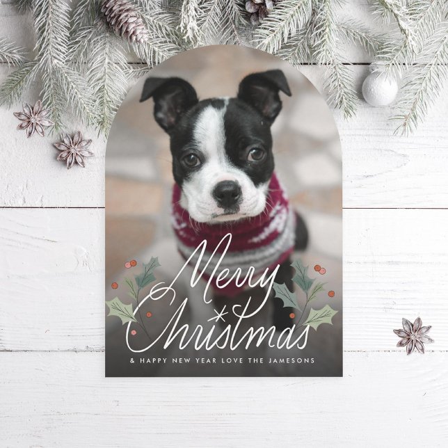 Merry Christmas Hand Lettering Holiday Photo Card (Creator Uploaded)