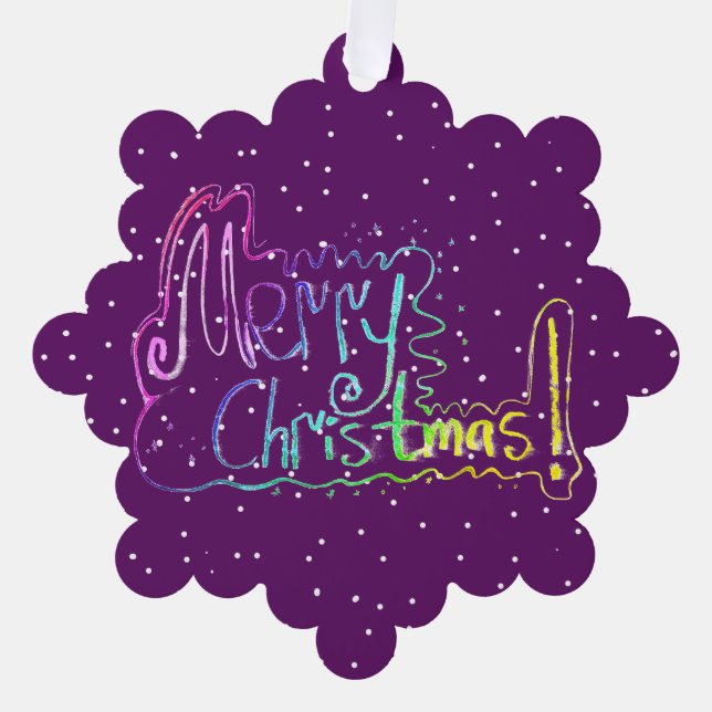 Merry Christmas hand lettering Paper Ornament Card (Front)