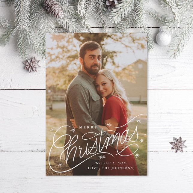 Merry Christmas Hand-Lettering Photo Holiday Card (Creator Uploaded)