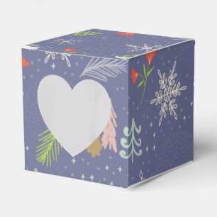 Merry Christmas Handdrawn Trees Snowflakes Flowers Favour Box