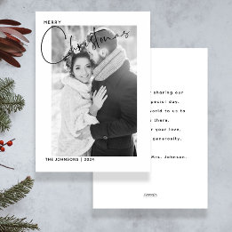 Merry Christmas Handlettered Photo First Christmas Holiday Card