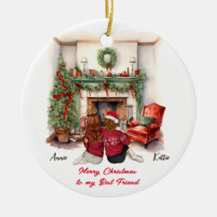 Merry Christmas Handmade Bestie Christmas-2 Ceramic Tree Decoration