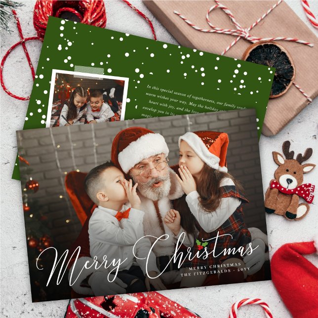 Merry Christmas Handwriting Script Modern Photo Holiday Card (Creator Uploaded)