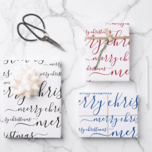 Merry Christmas Handwritten Calligraphy Script Wrapping Paper Sheet