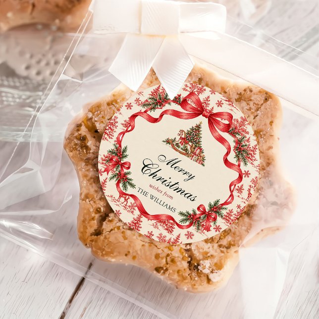Merry Christmas Handwritten Script Classic Round Sticker (Creator Uploaded)