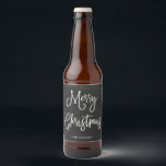 Merry Christmas | Handwritten Script on Chalkboard Beer Bottle Label<br><div class="desc">These simple and trendy holiday labels say "Merry Christmas" in rustic,  white handwritten script on a black,  chalkboard look background.</div>