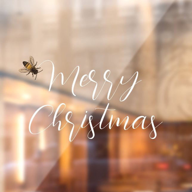 Merry Christmas handwritten text bee Window Cling (Sheet 2)