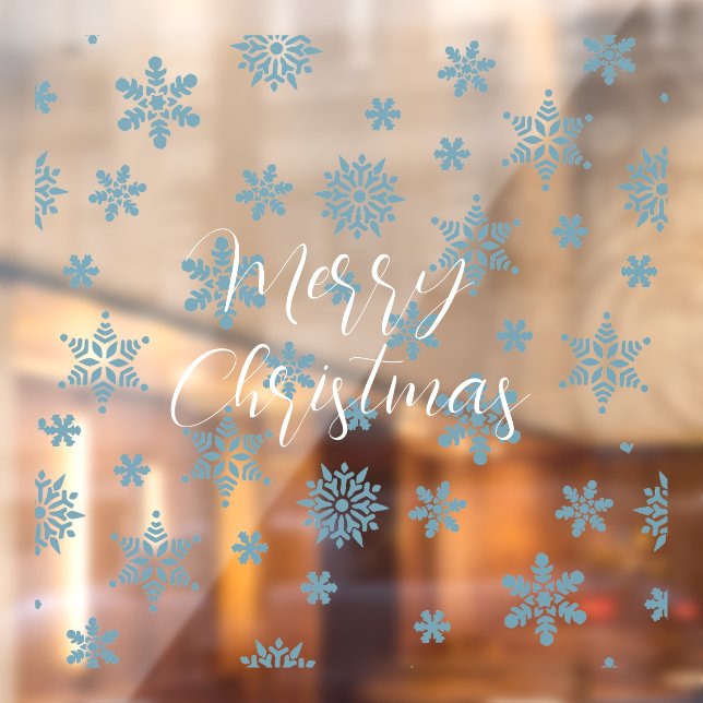 Merry Christmas handwritten text snowflakes Window Cling (Sheet 2)