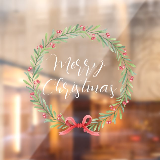 Merry Christmas handwritten text wreath  Window Cl Cling (Sheet 2)