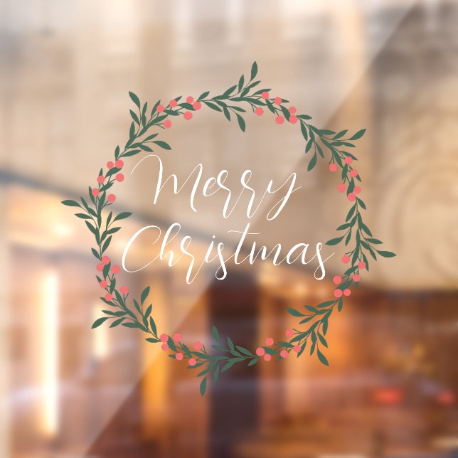 Merry Christmas handwritten text wreath Window Cli Cling (Sheet 2)