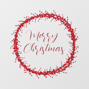 Merry Christmas handwritten text wreath  Window Cling